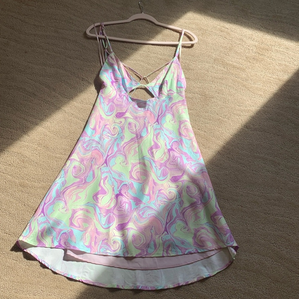 Zara Marble Print Cut Out Mini Dress - Picture 13 of 17